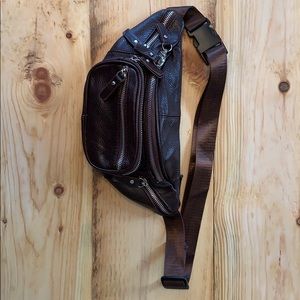 Brown Faux Leather Fanny Pack